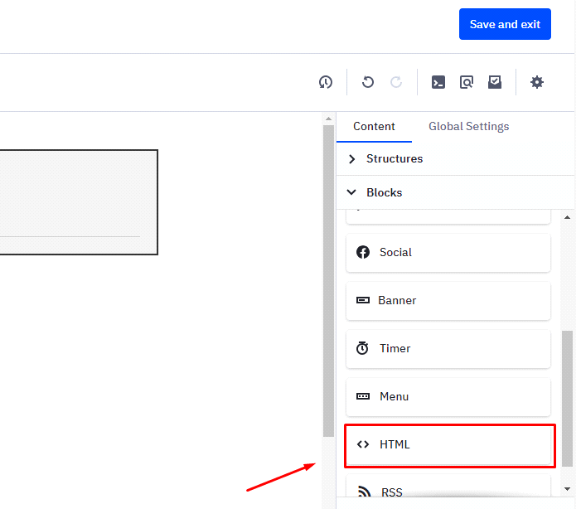 Adding HTML block in ActiveCampaign